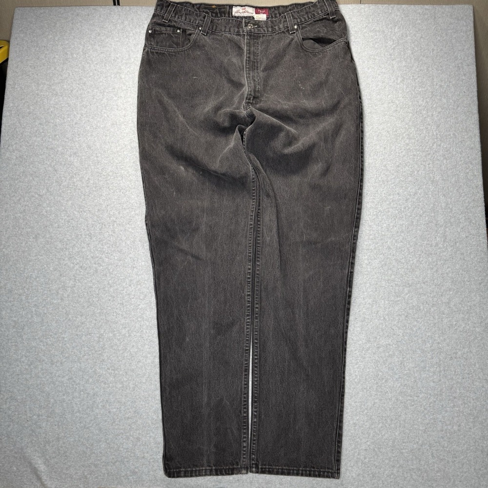 VTG Levi's 545 Loose Fit Black Jeans 40x36 Made in USA Brown Tab Faded Baggy